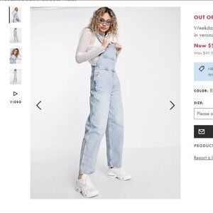Weekday Cotton 90's Denim Overalls